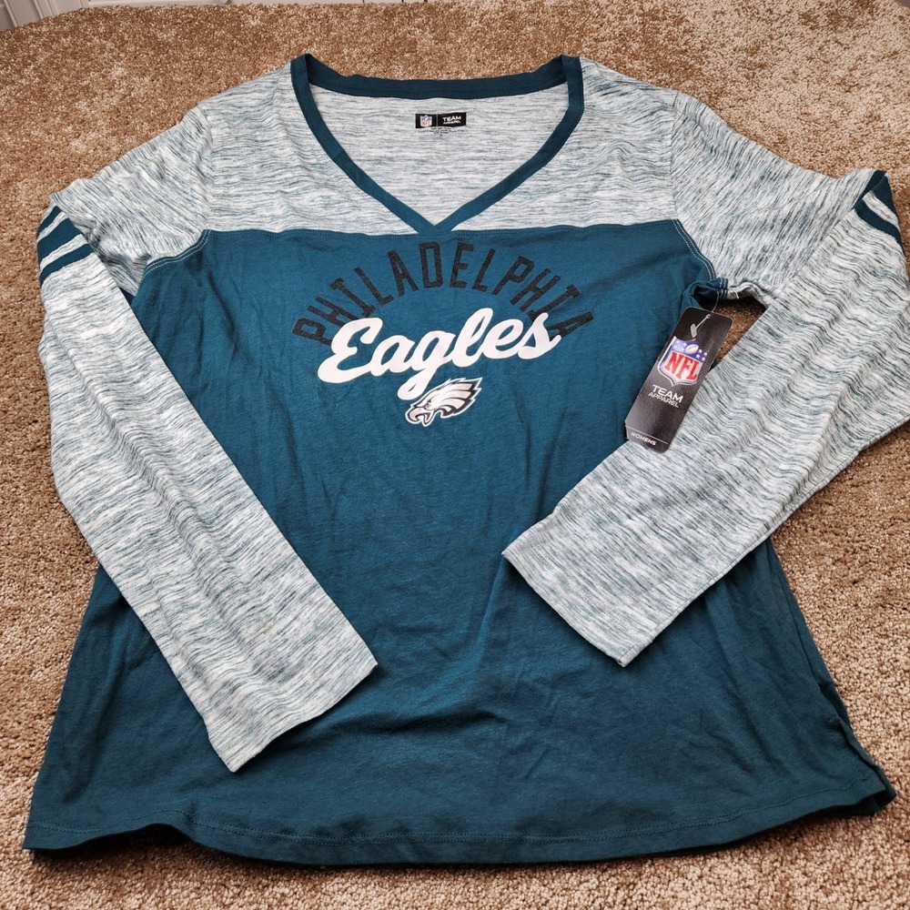 NFL Team Apparel Philadelphia Eagles Womens XL V-Neck Long Sleeve Shirt NWT